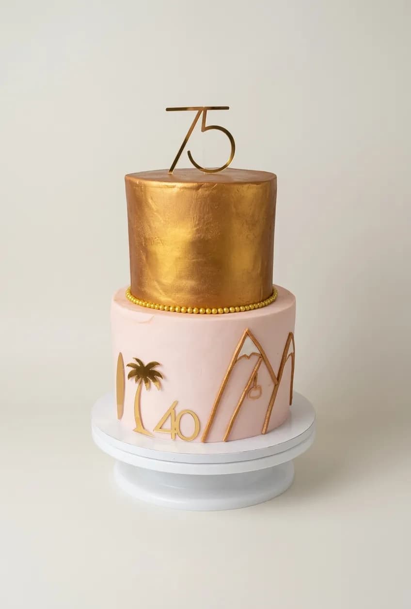 Gâteau d'anniversaire or et blanc pour un 40e anniversaire — Lausanne