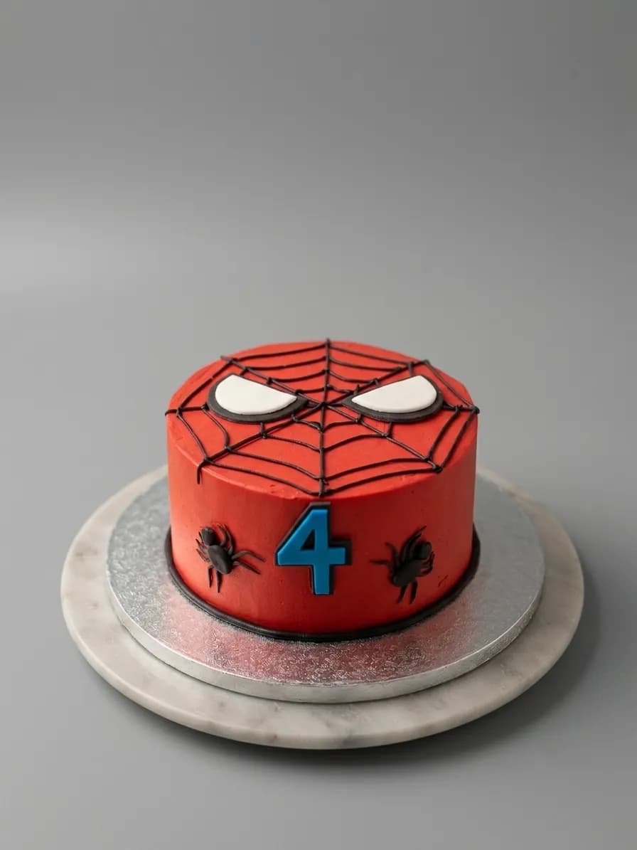 Gâteau d'anniversaire Spiderman rouge pour un enfant de 4 ans